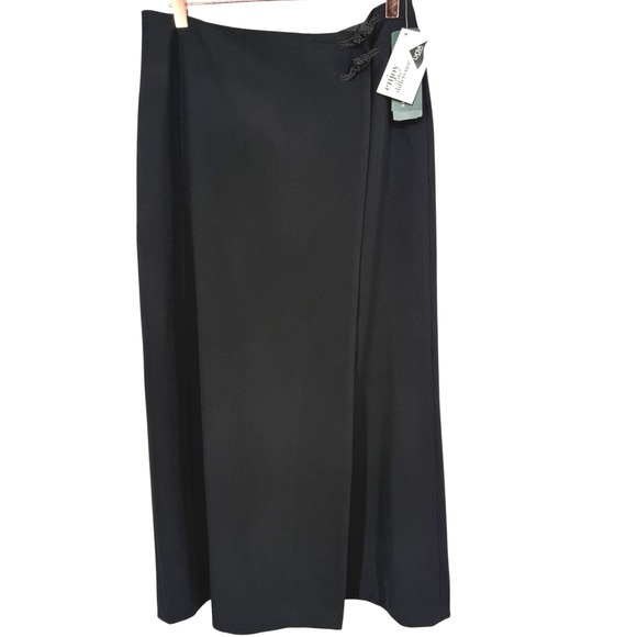 Lauren Ralph Lauren Dresses & Skirts - NWT Lauren Ralph Lauren Black Wool Tudor Wrap Maxi Skirt Frog Toggles Size 10